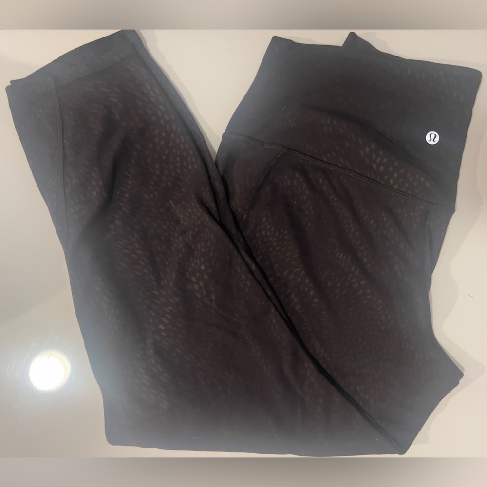 Lululemon Women’s Black Shiny Speckled Leggings Size 12